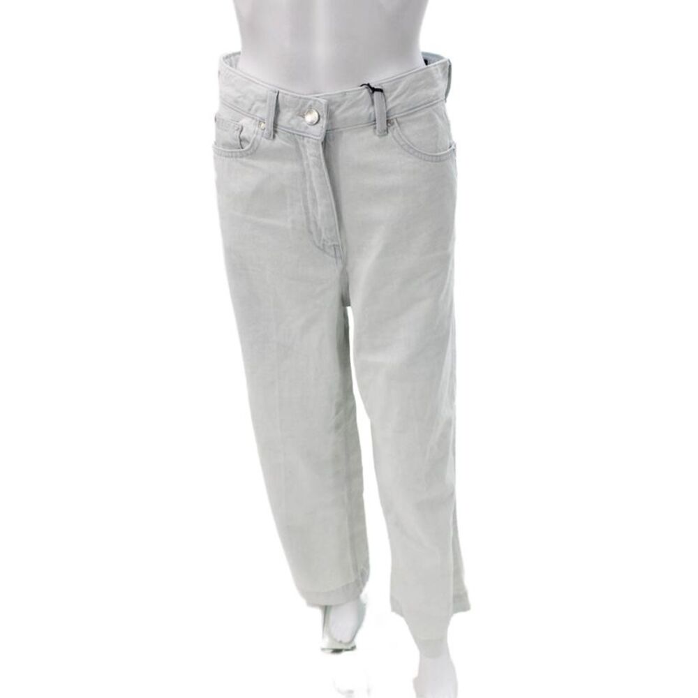 Zara Women Wide-Leg Jeans Blue High Rise Button Cotton Blend Size 2